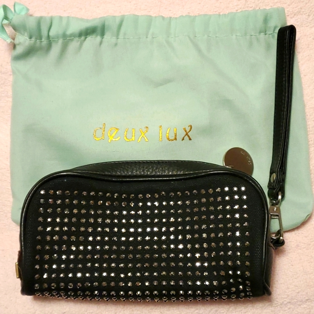 Deux Lux Black Clutch wristlet rhinestones